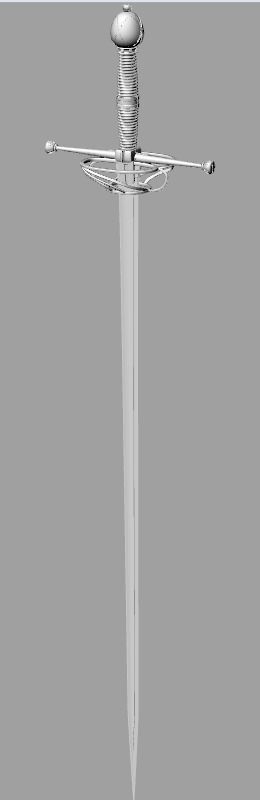 Dolls House Miniature Rapier Spanish Sword 12th Scale 3D print model_2