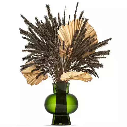 Bouquet of dried flowers in a glass vase 139