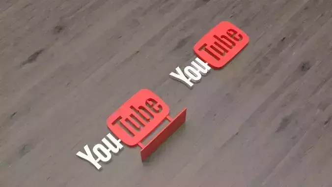 Youtube logo sign logo figurine stand print model 3D