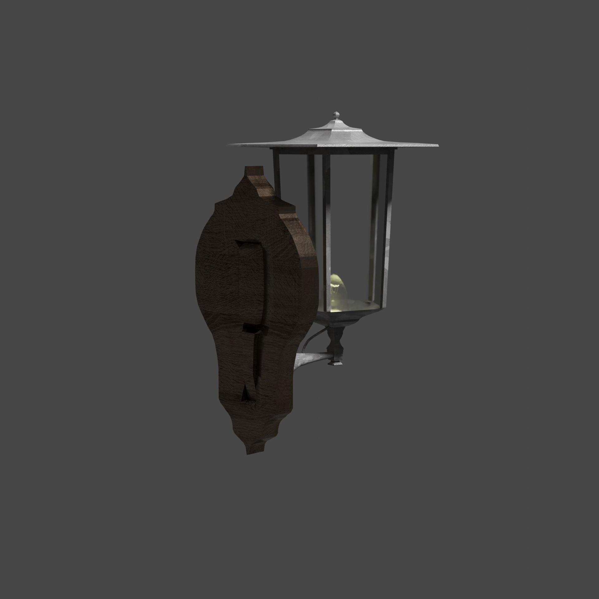 Walllamp outdoor lamp Low-poly 3D model_2