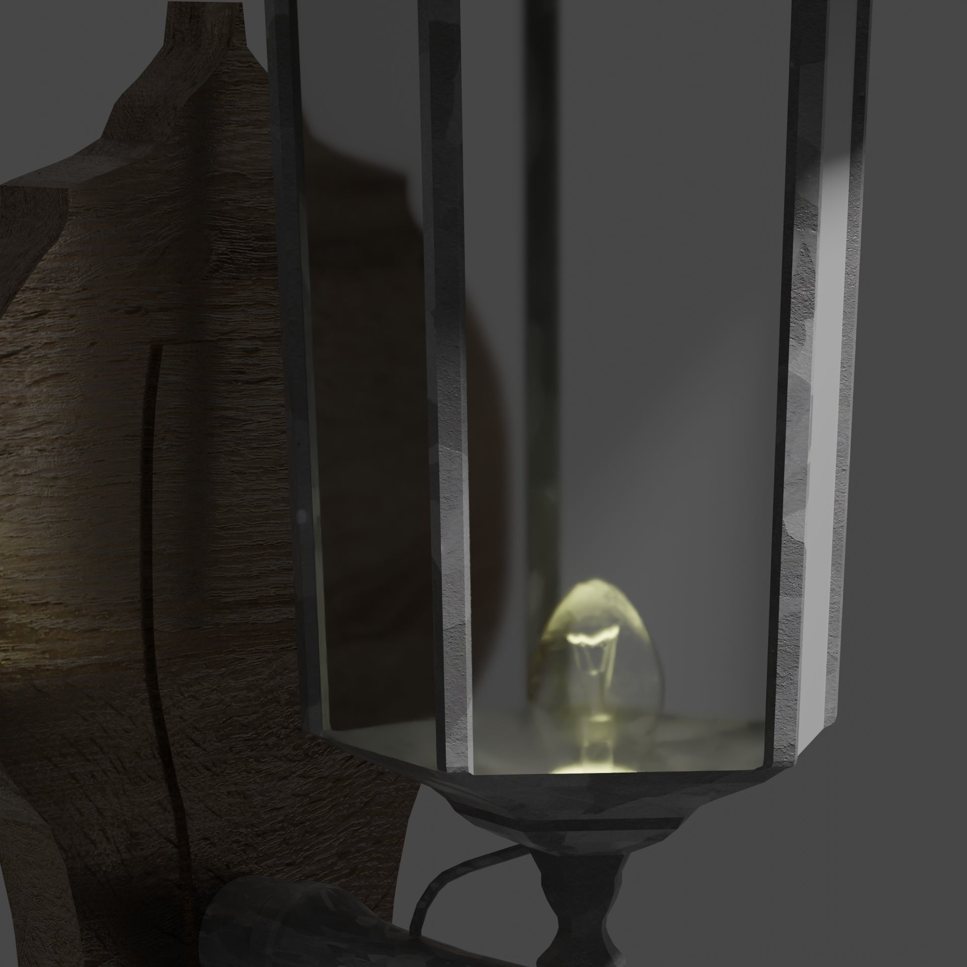 Walllamp outdoor lamp Low-poly 3D model_9