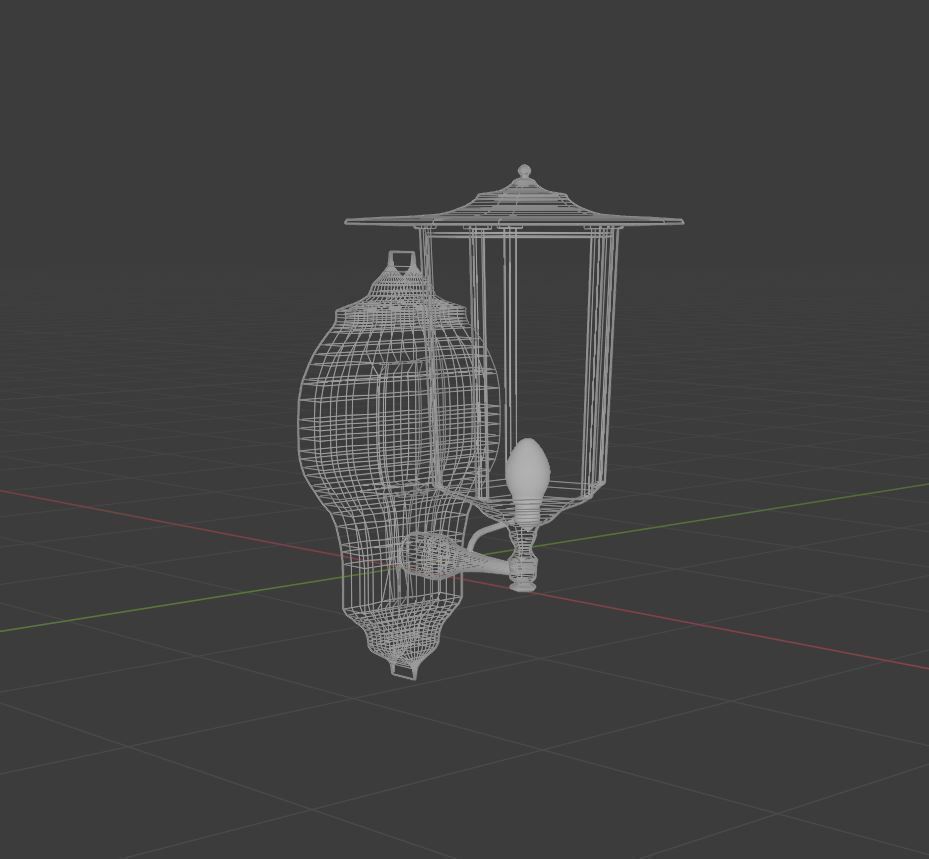 Walllamp outdoor lamp Low-poly 3D model_24