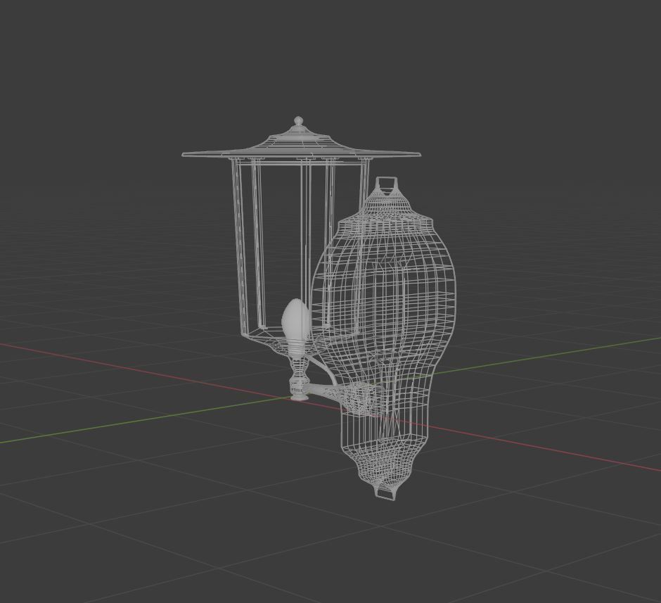 Walllamp outdoor lamp Low-poly 3D model_29