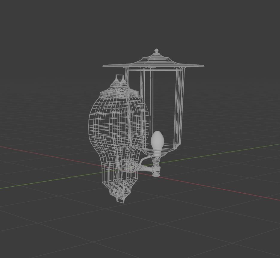 Walllamp outdoor lamp Low-poly 3D model_33