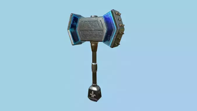 Medieval War Hammer 03 Blue Elemental - Fantasy Weaponry Low-poly 3D model