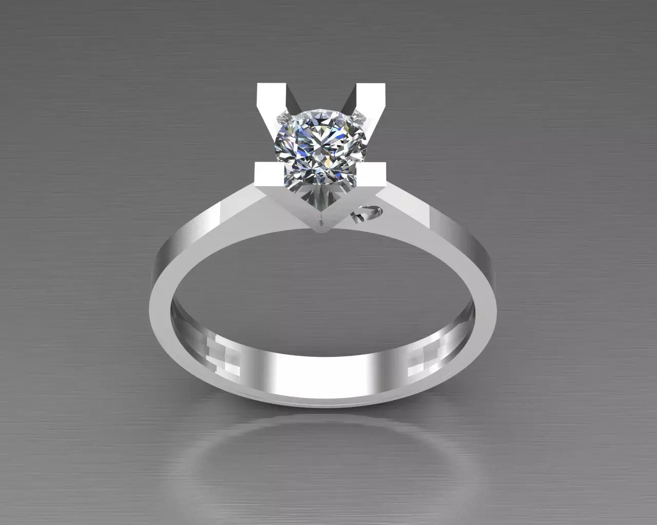 Diamond Engagement Gold Ring Free 3D print model