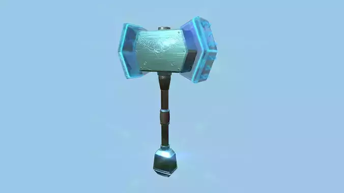 Medieval War Hammer 08 Crystal Elemental - Fantasy Weaponry Low-poly 3D model