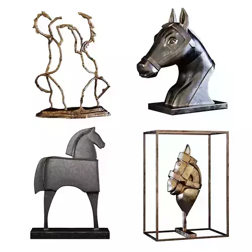 Horses Sculptures Set 03
