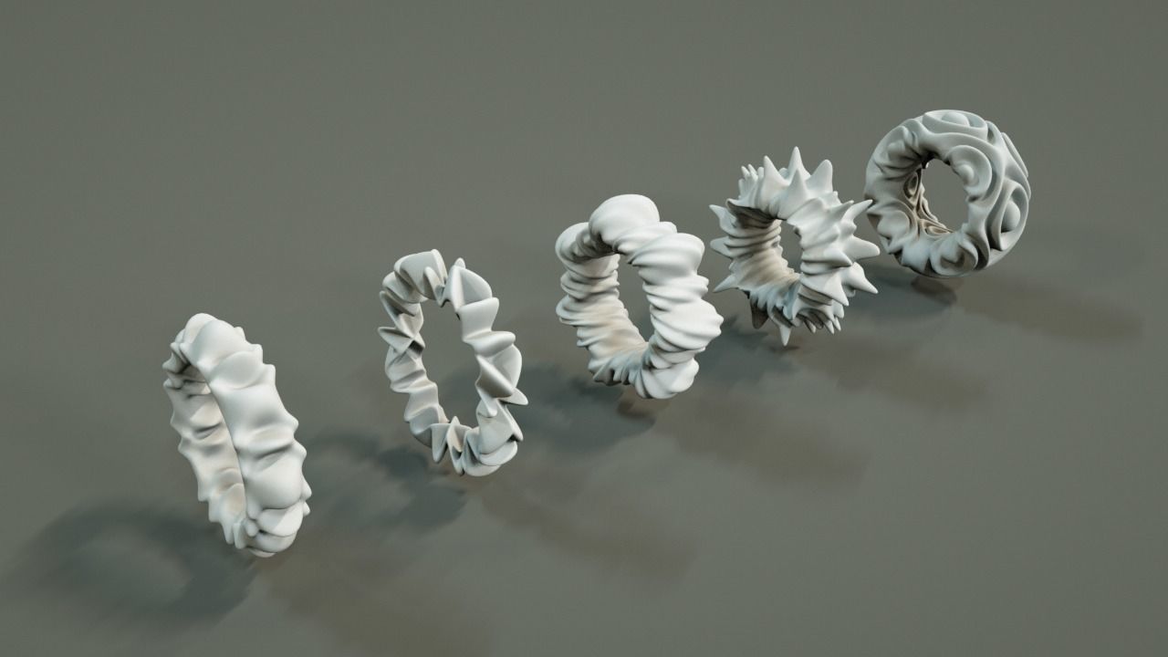 Organic Torus Set 3D print model_2