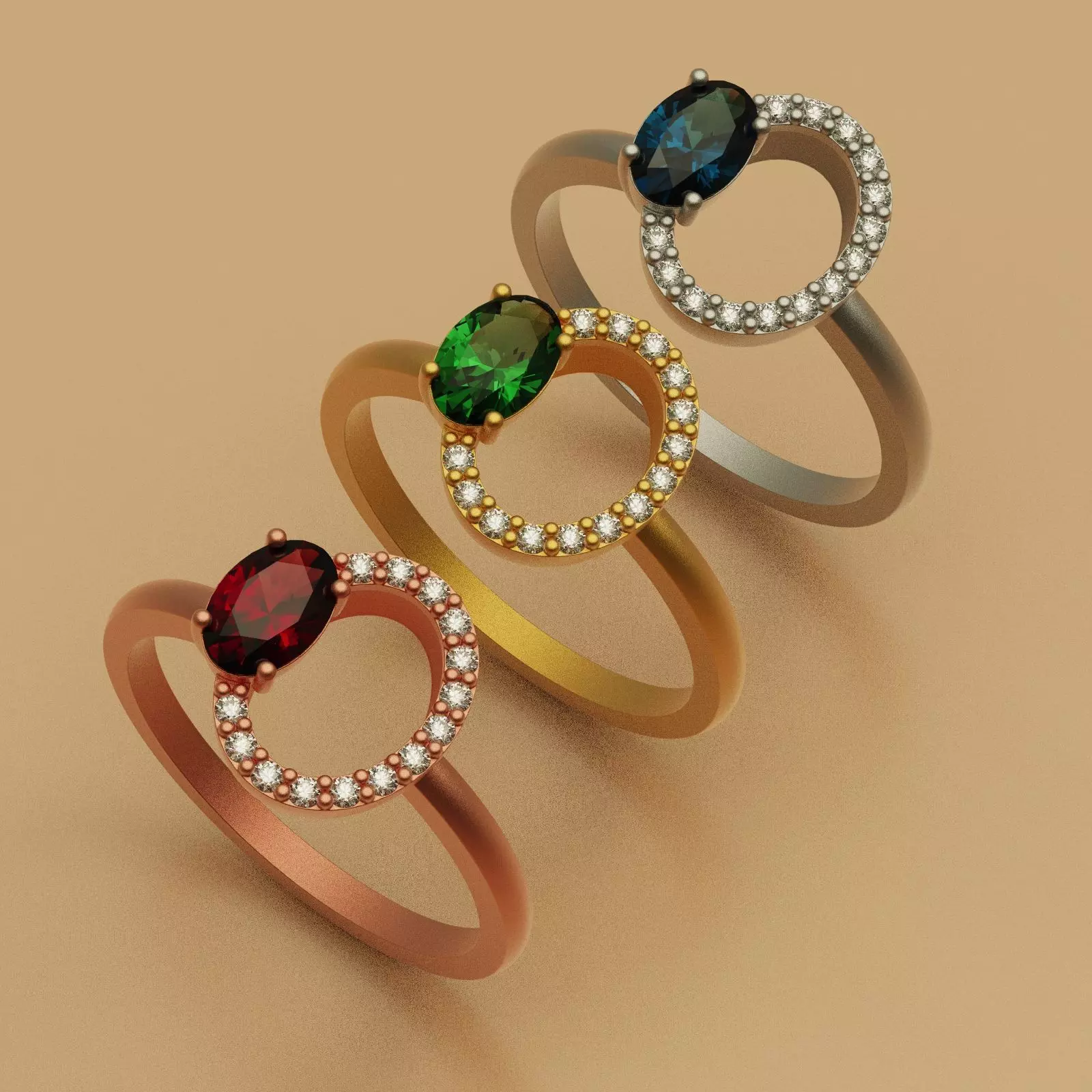 Diamond ring oval 3D print model