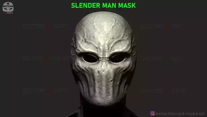 Slender Man Mask - Horror Scary Mask - Halloween Cosplay 3D print model