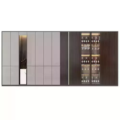 Shelf 3d Model bar cabinet with glass doors