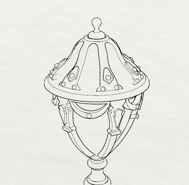 Dolls House Miniature Gothic Interior Stair Lamp Light 3D print model_2