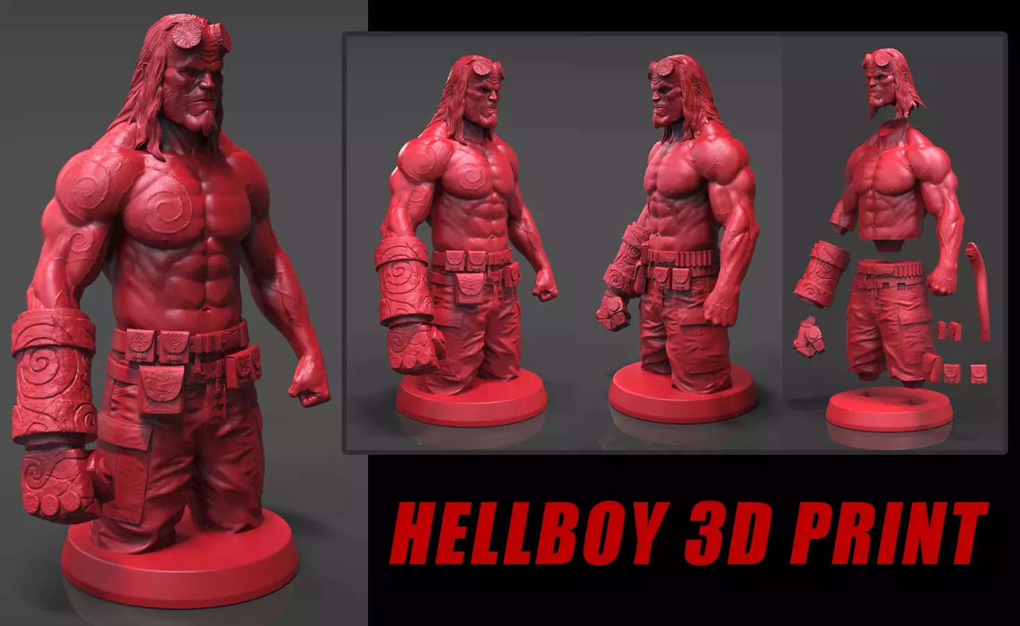 Hellboy 3D Print statue 3D print model_0
