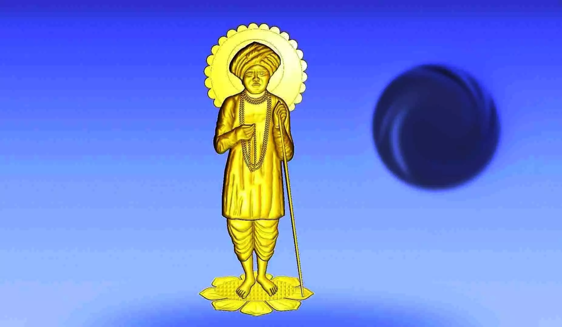 Jalaram Bapa relief Design Artcam STL Low-poly 3D model