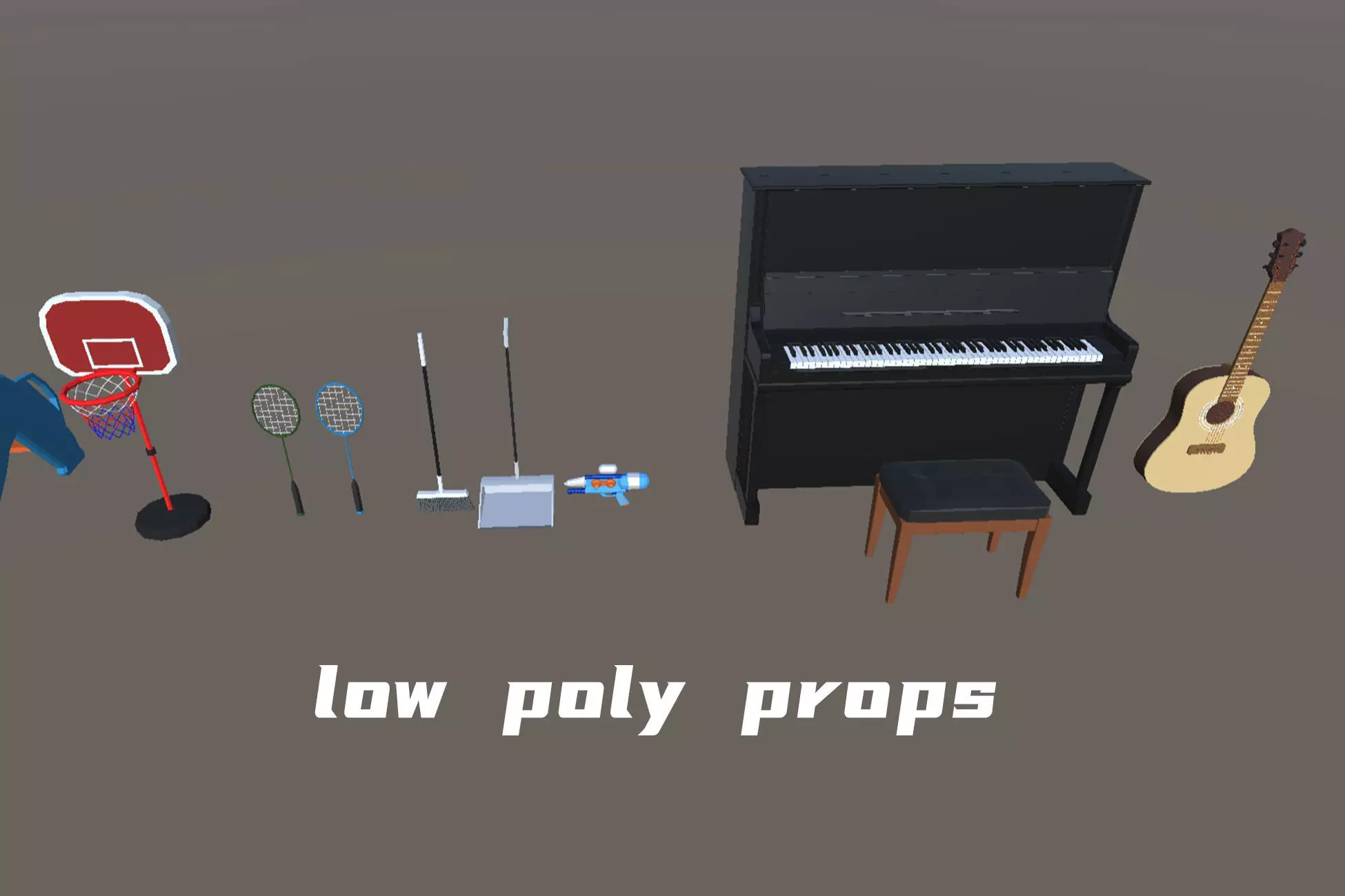 15 free lowpoly porps Free low-poly 3D model