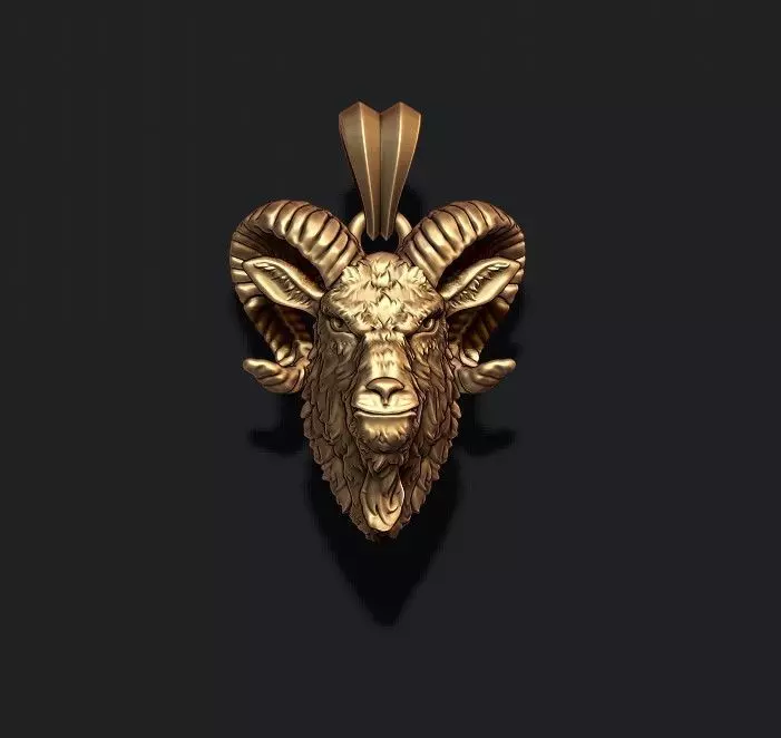 Goat head pendant 3D print model_0