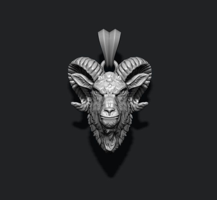 Goat head pendant 3D print model_2