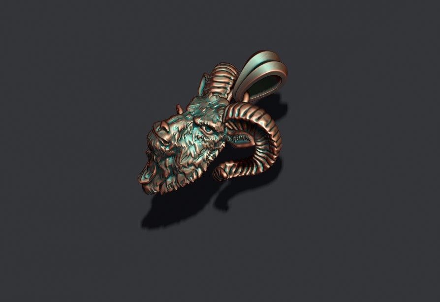 Goat head pendant 3D print model_7