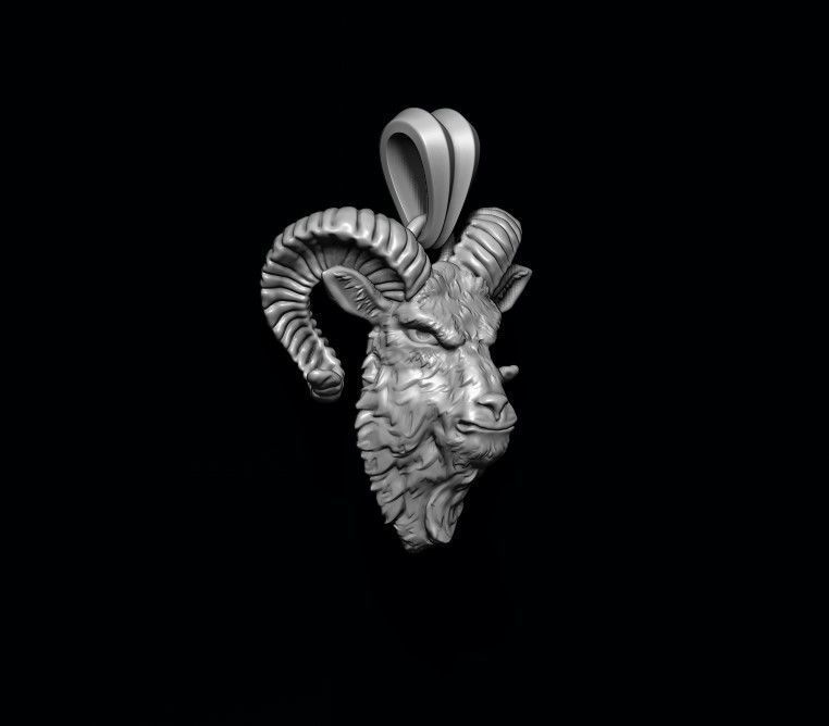 Goat head pendant 3D print model_3