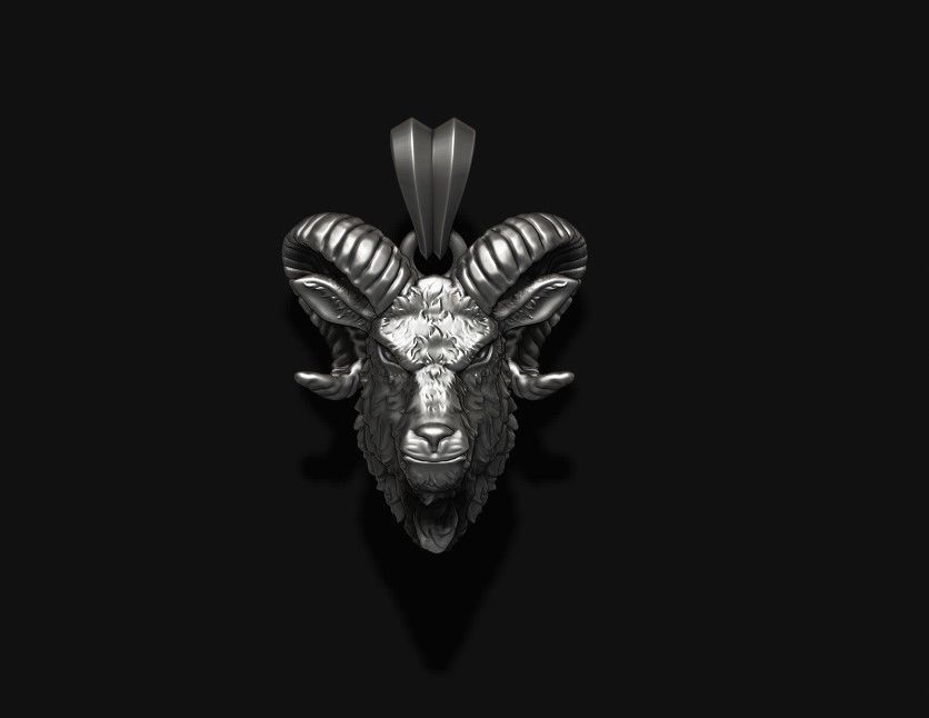 Goat head pendant 3D print model_6