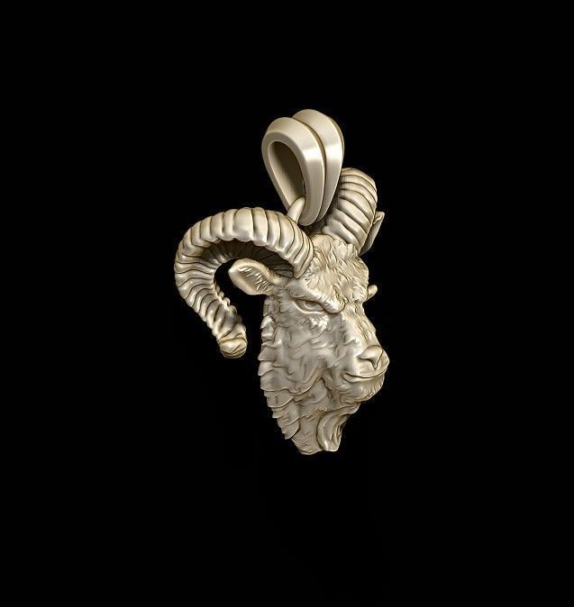 Goat head pendant 3D print model_5