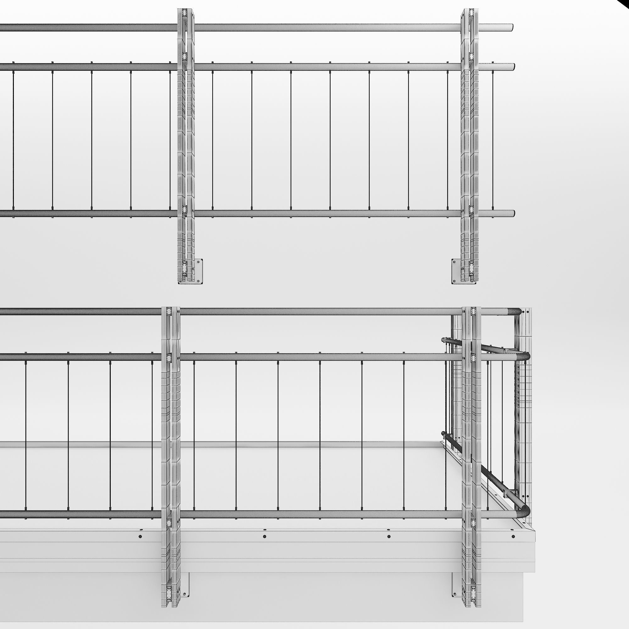 Cable railing 3D model_4