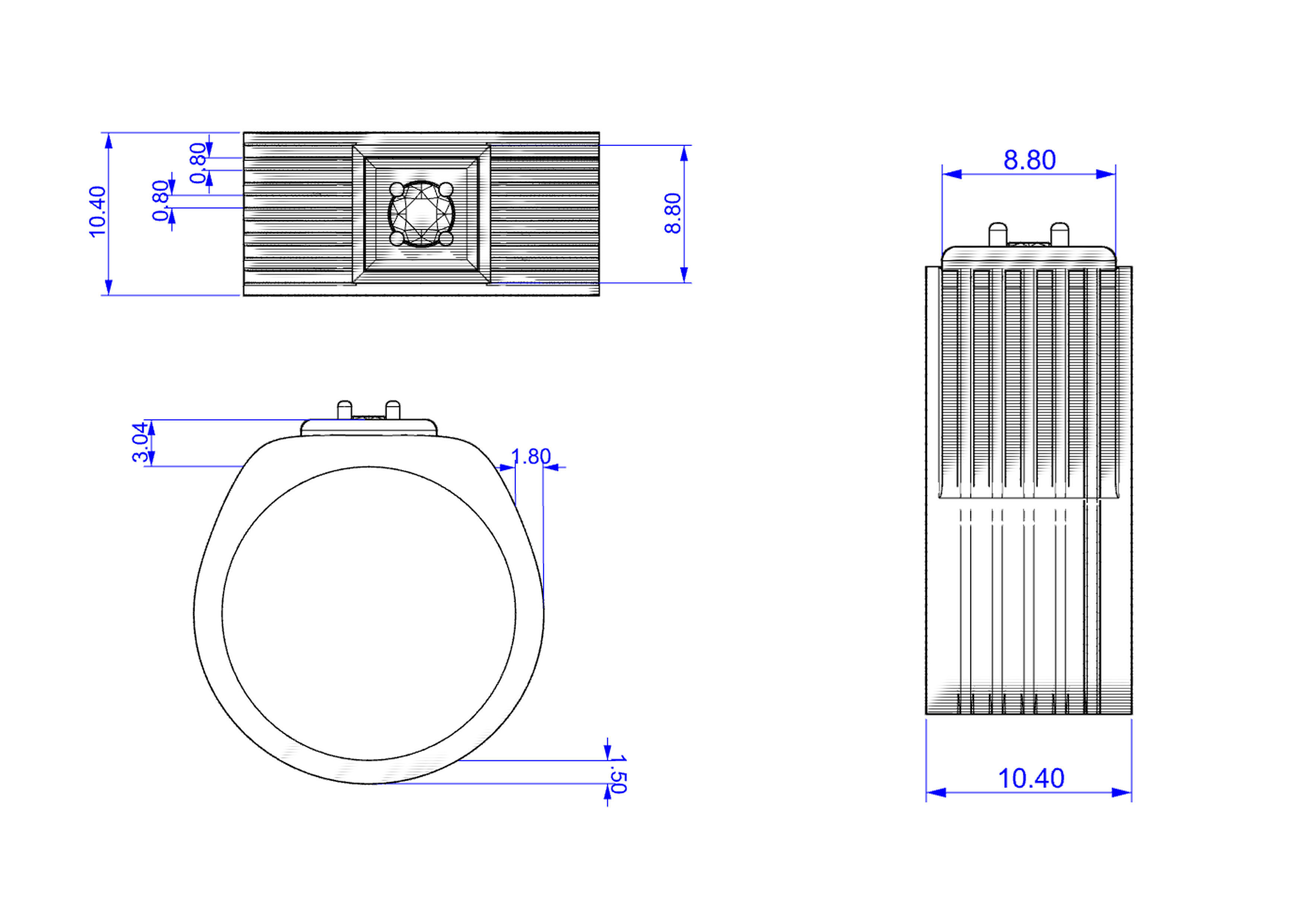 Ring with diamonds 3D print model_7