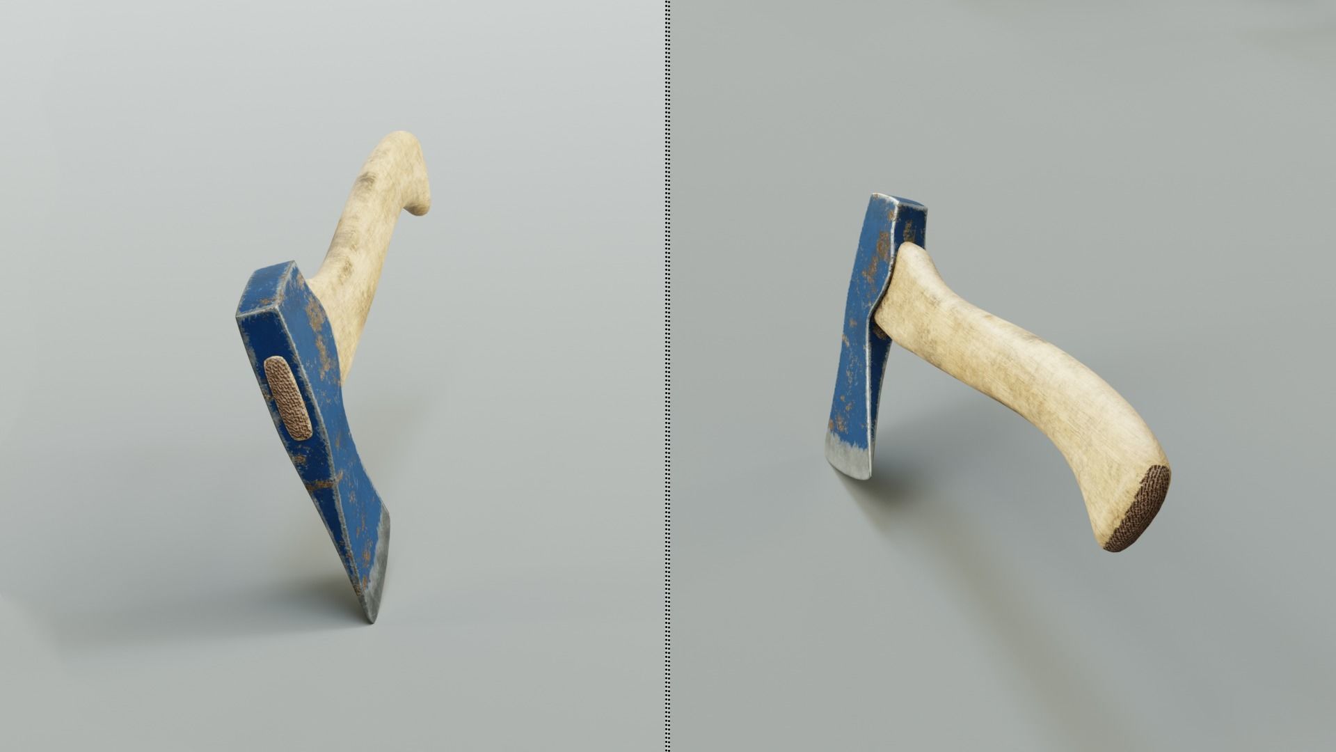  3 modern realistic models of axes in low and high poly  Low-poly 3D model_5