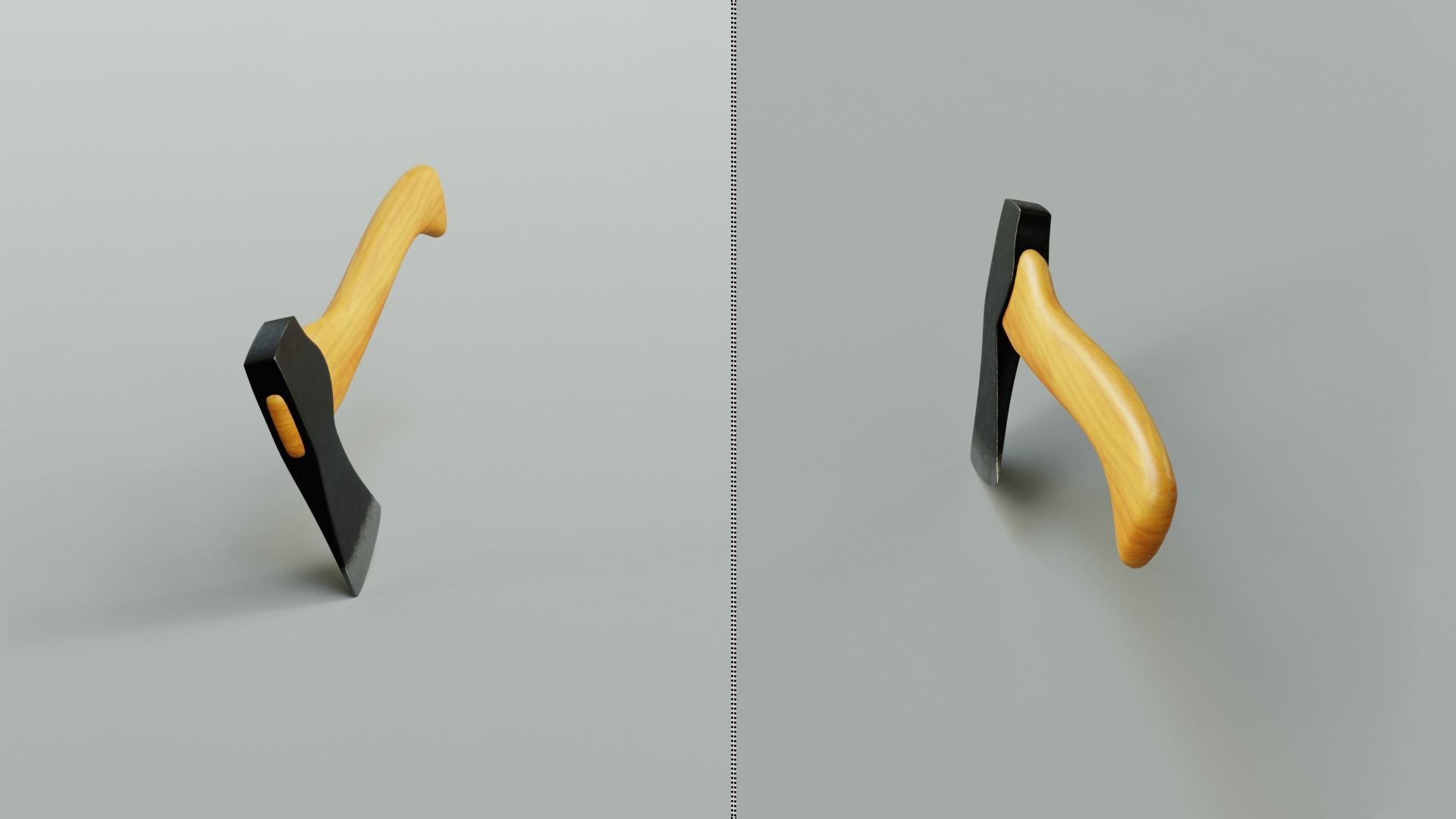  3 modern realistic models of axes in low and high poly  Low-poly 3D model_3