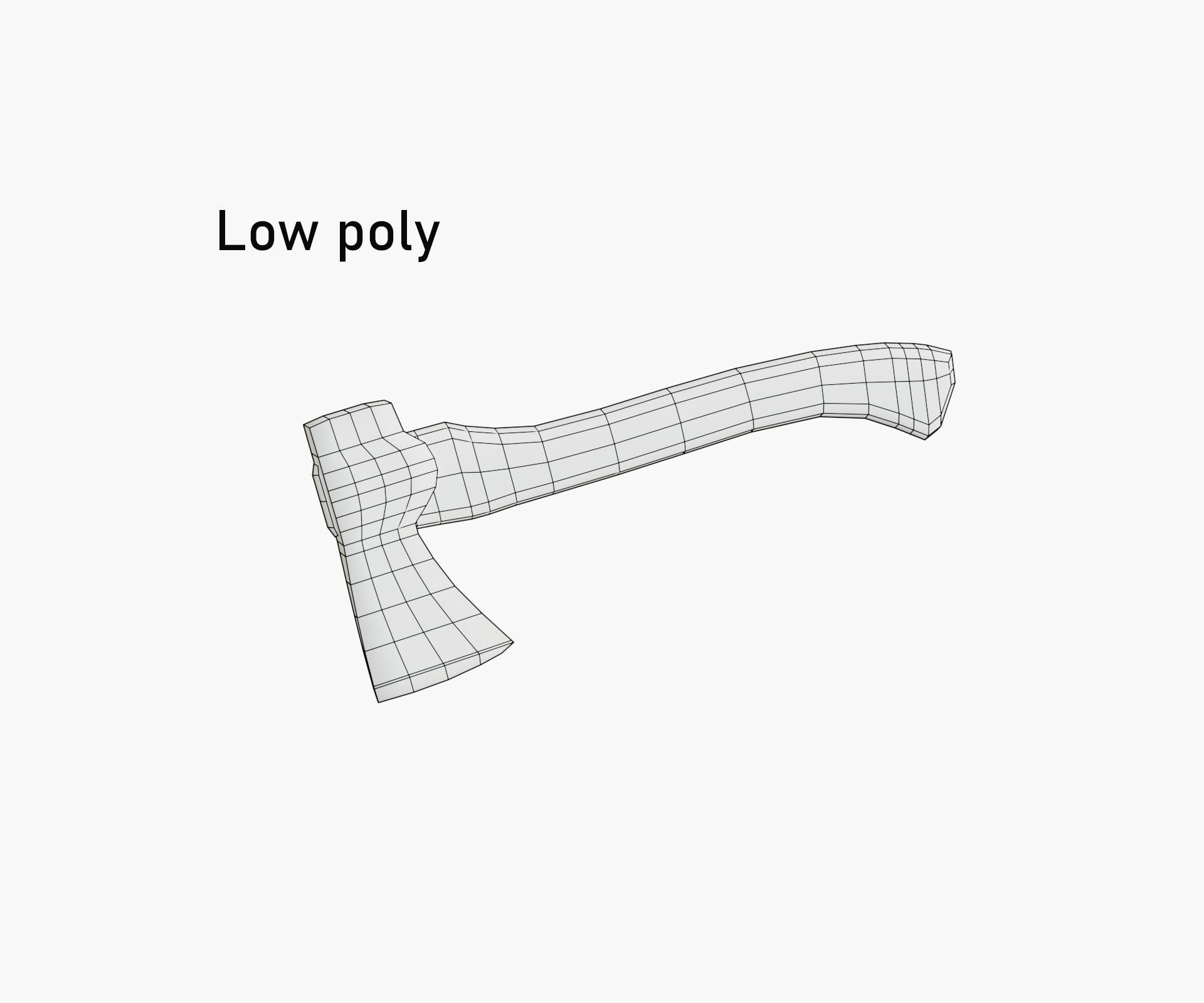  3 modern realistic models of axes in low and high poly  Low-poly 3D model_12