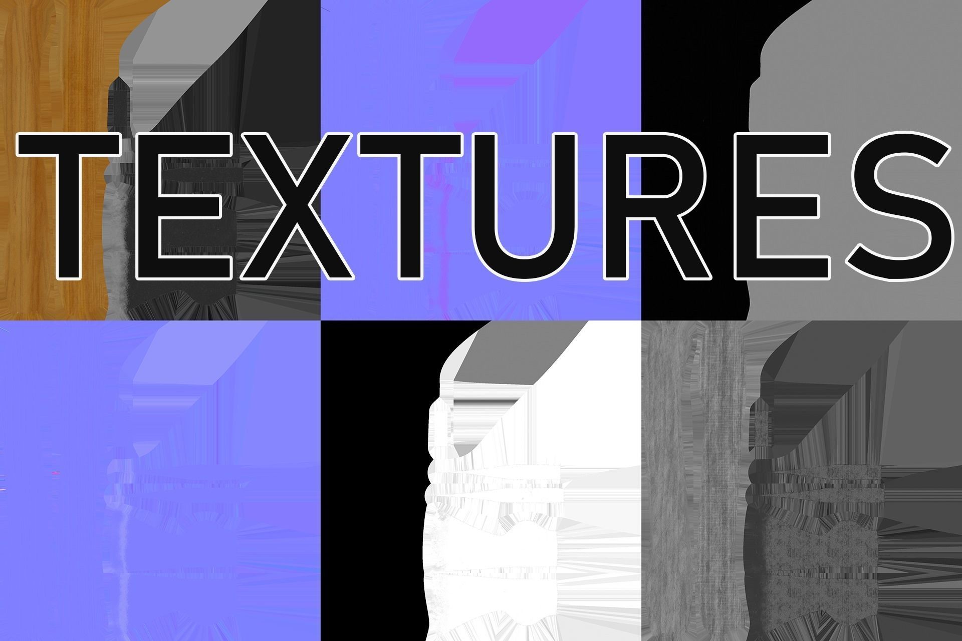  3 modern realistic models of axes in low and high poly  Low-poly 3D model_14