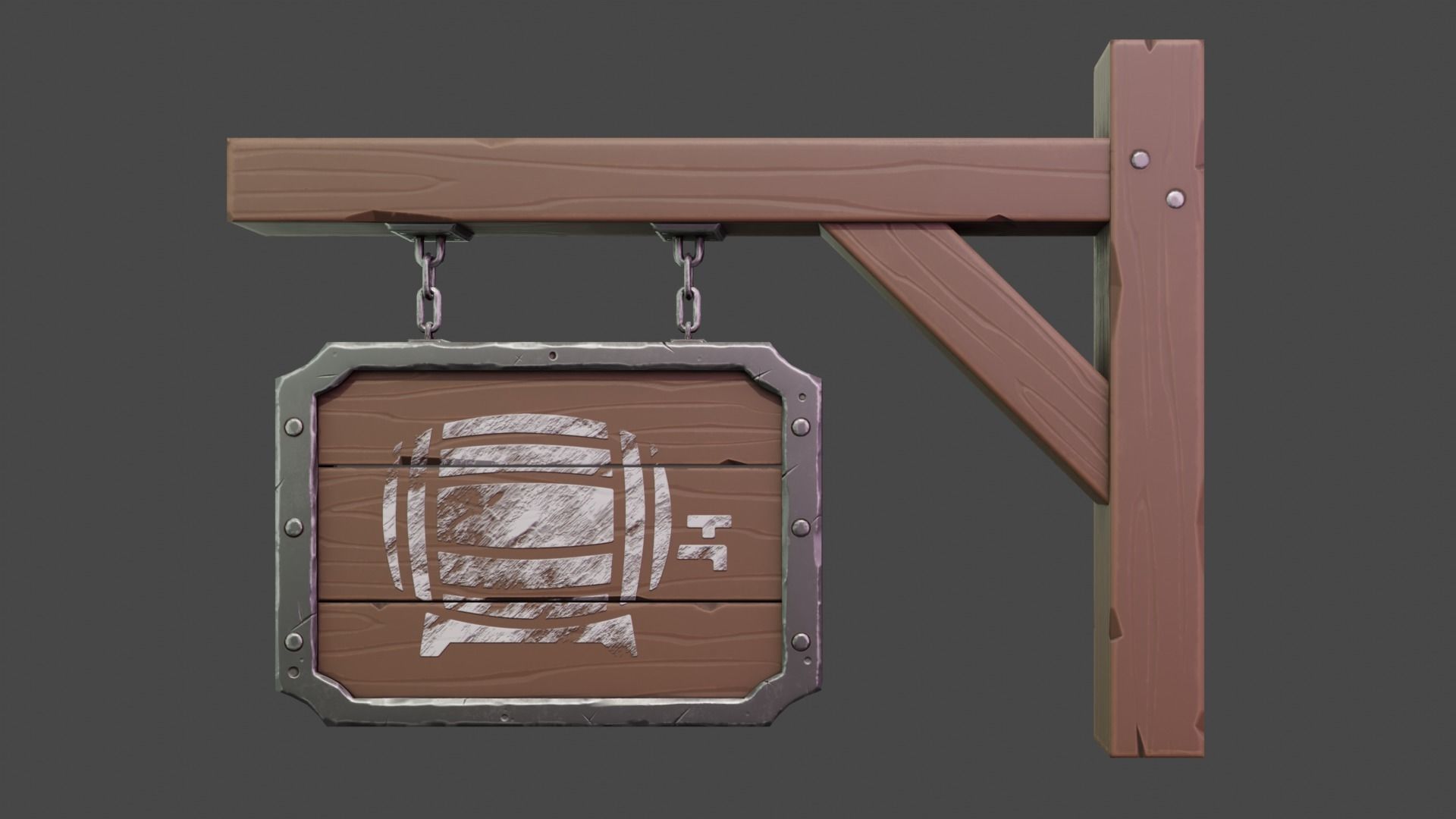 Stylized Medieval Signboard  Low-poly 3D model_5