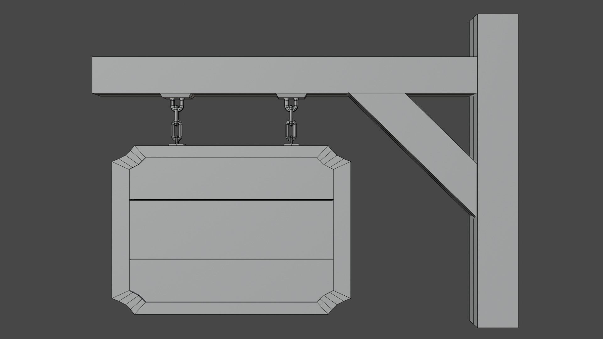 Stylized Medieval Signboard  Low-poly 3D model_9