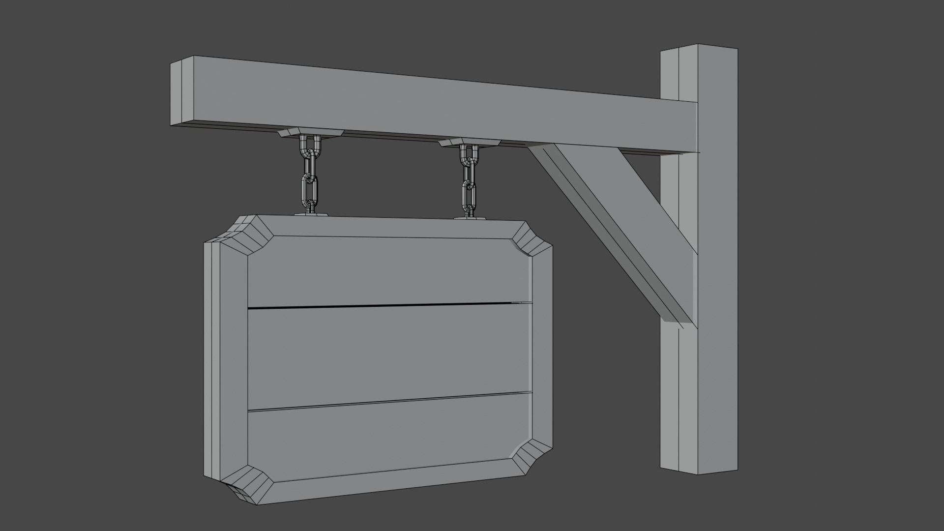 Stylized Medieval Signboard  Low-poly 3D model_8