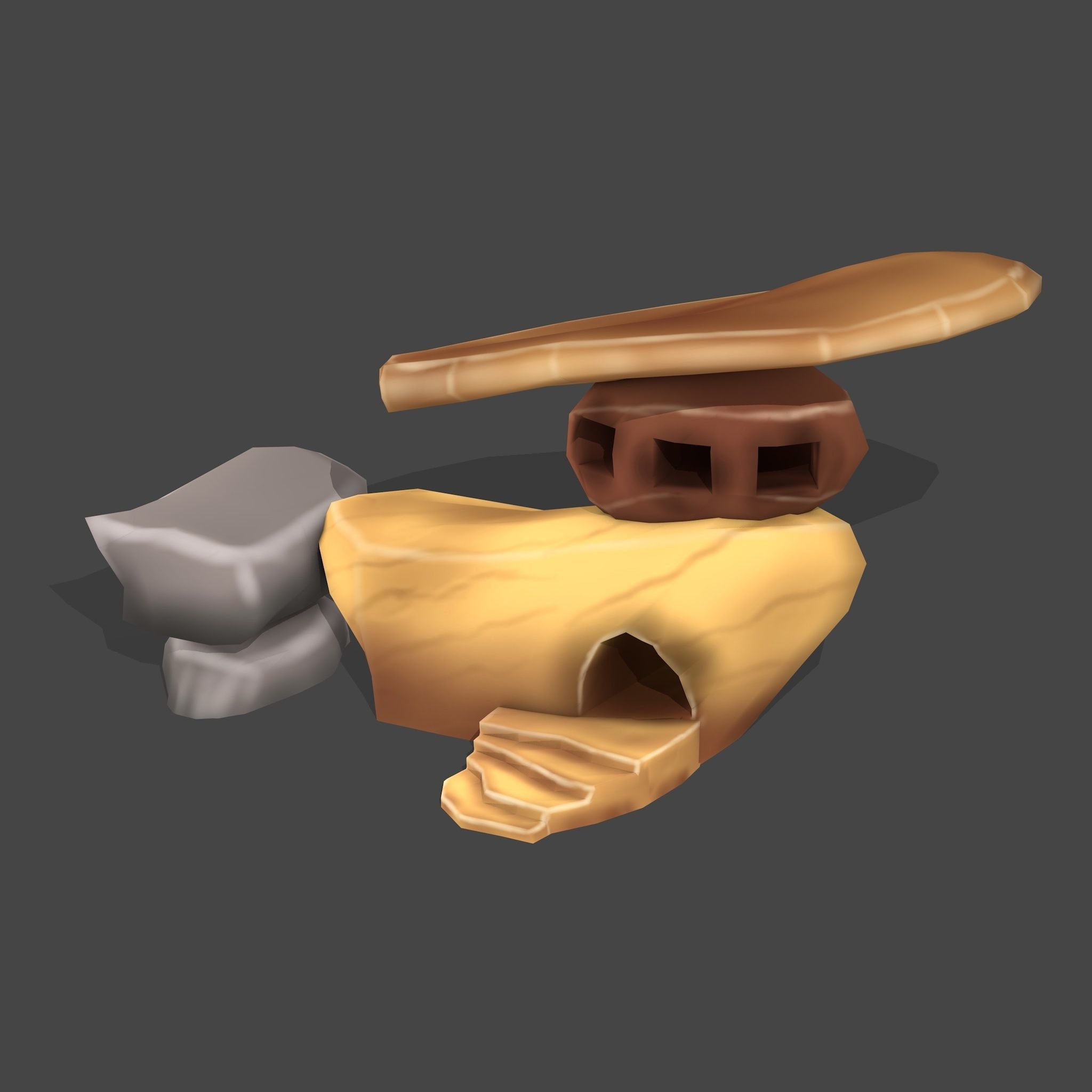 Stylized Cartoon Rock 3 Low-poly 3D model_9