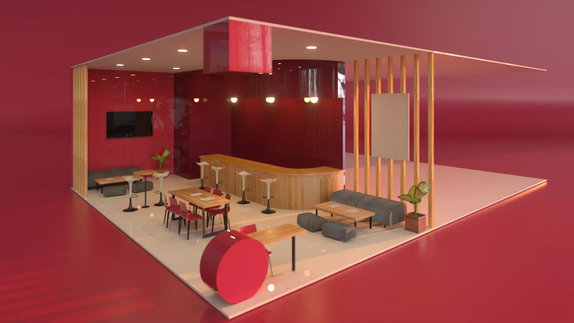 Ready Exhibition Fair Stand 3d Model Low-poly 3D model_0