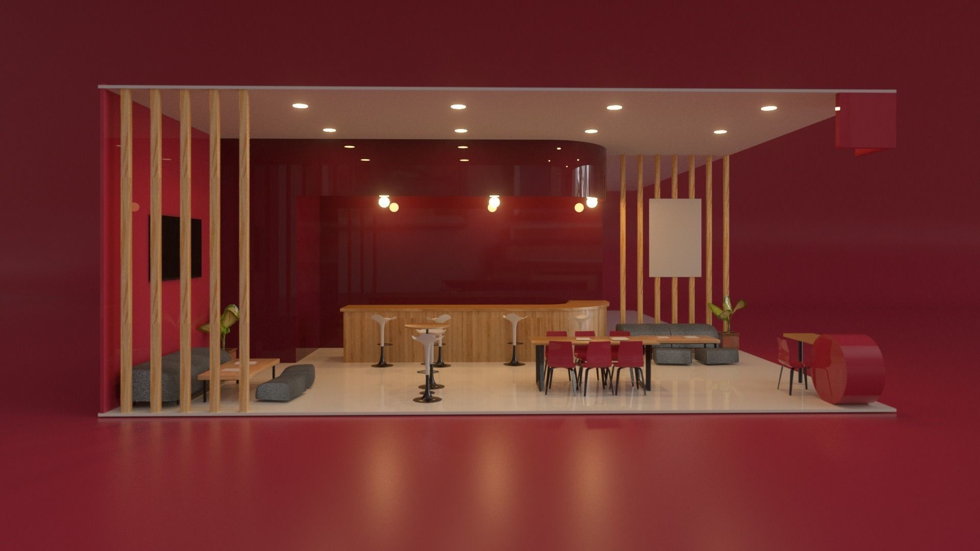 Ready Exhibition Fair Stand 3d Model Low-poly 3D model_1