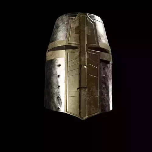 Medieval metal helmet gold mask element ornamental Low-poly 3D model