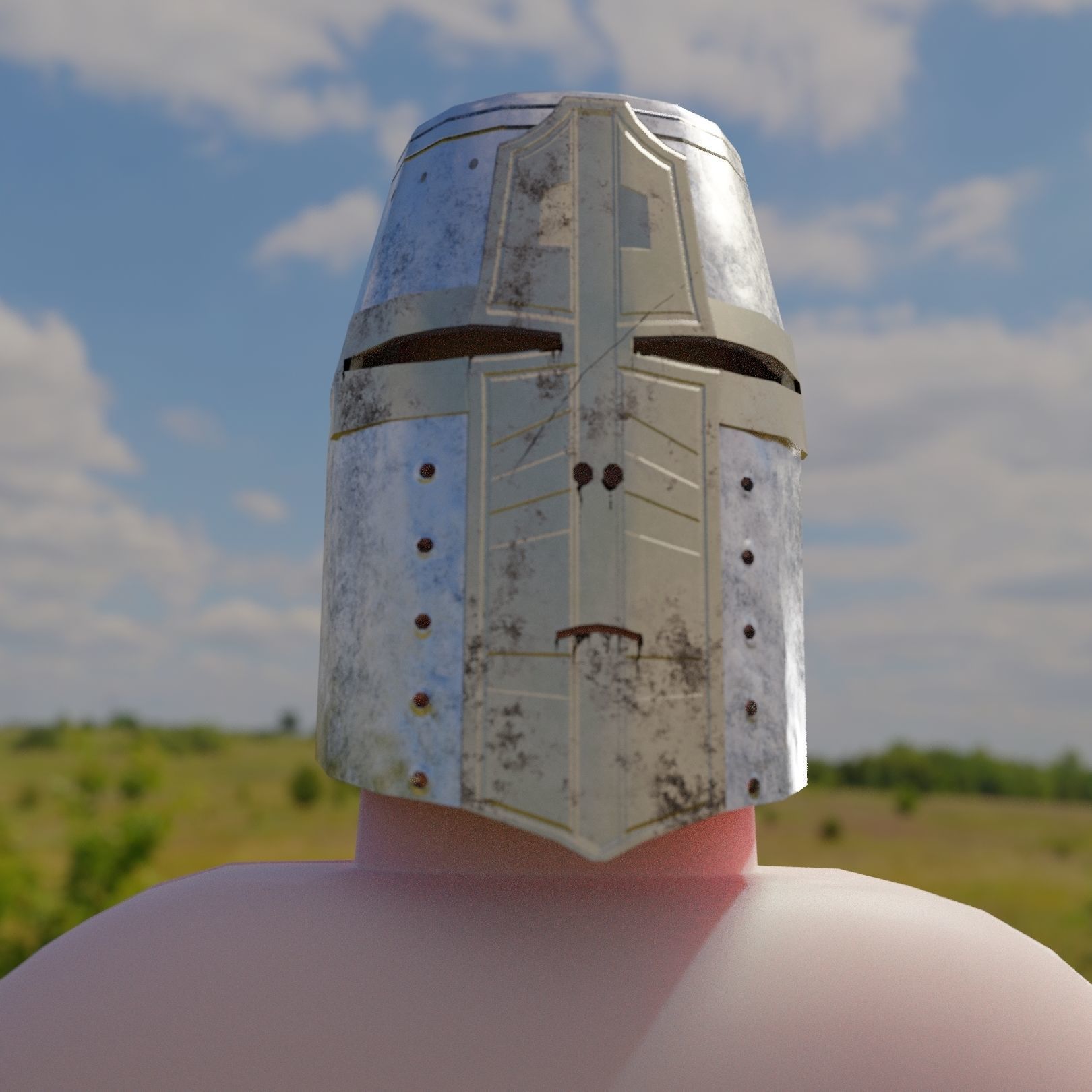 Medieval metal helmet gold mask element ornamental Low-poly 3D model_4