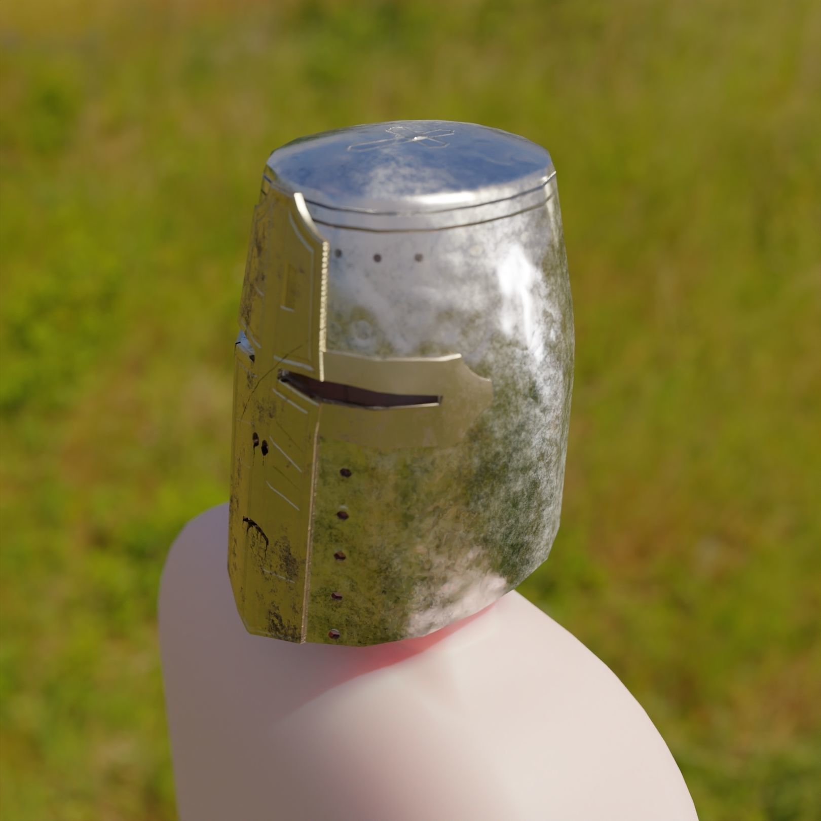 Medieval metal helmet gold mask element ornamental Low-poly 3D model_2