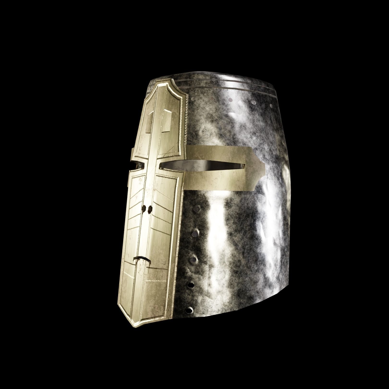 Medieval metal helmet gold mask element ornamental Low-poly 3D model_5