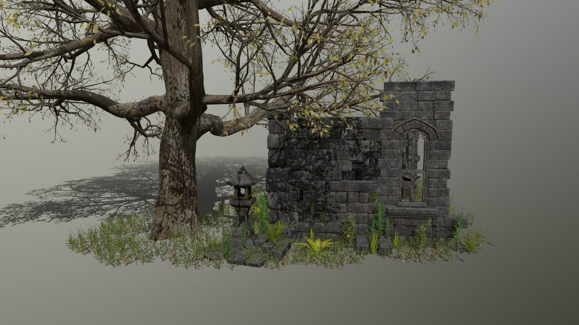 ruin set stone structure Low-poly 3D model_14