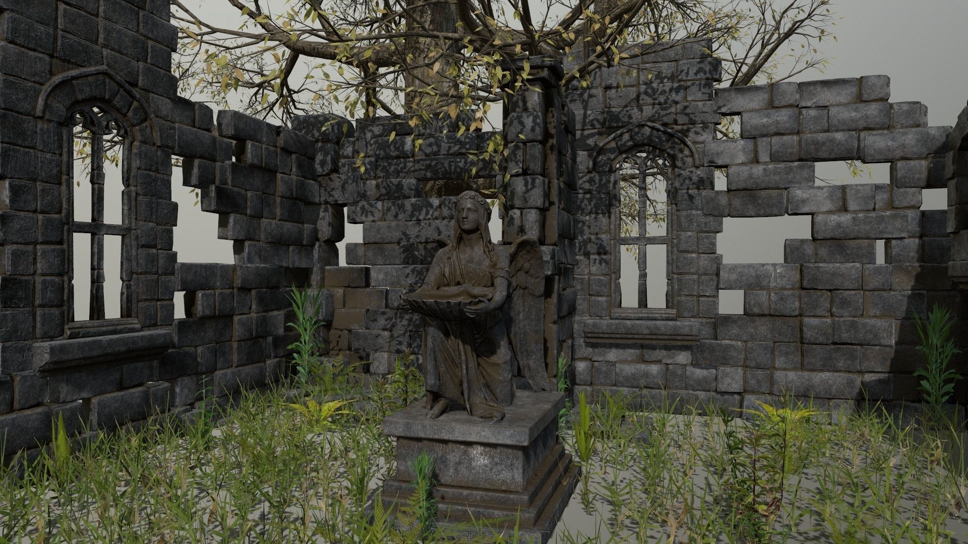 ruin set stone structure Low-poly 3D model_20