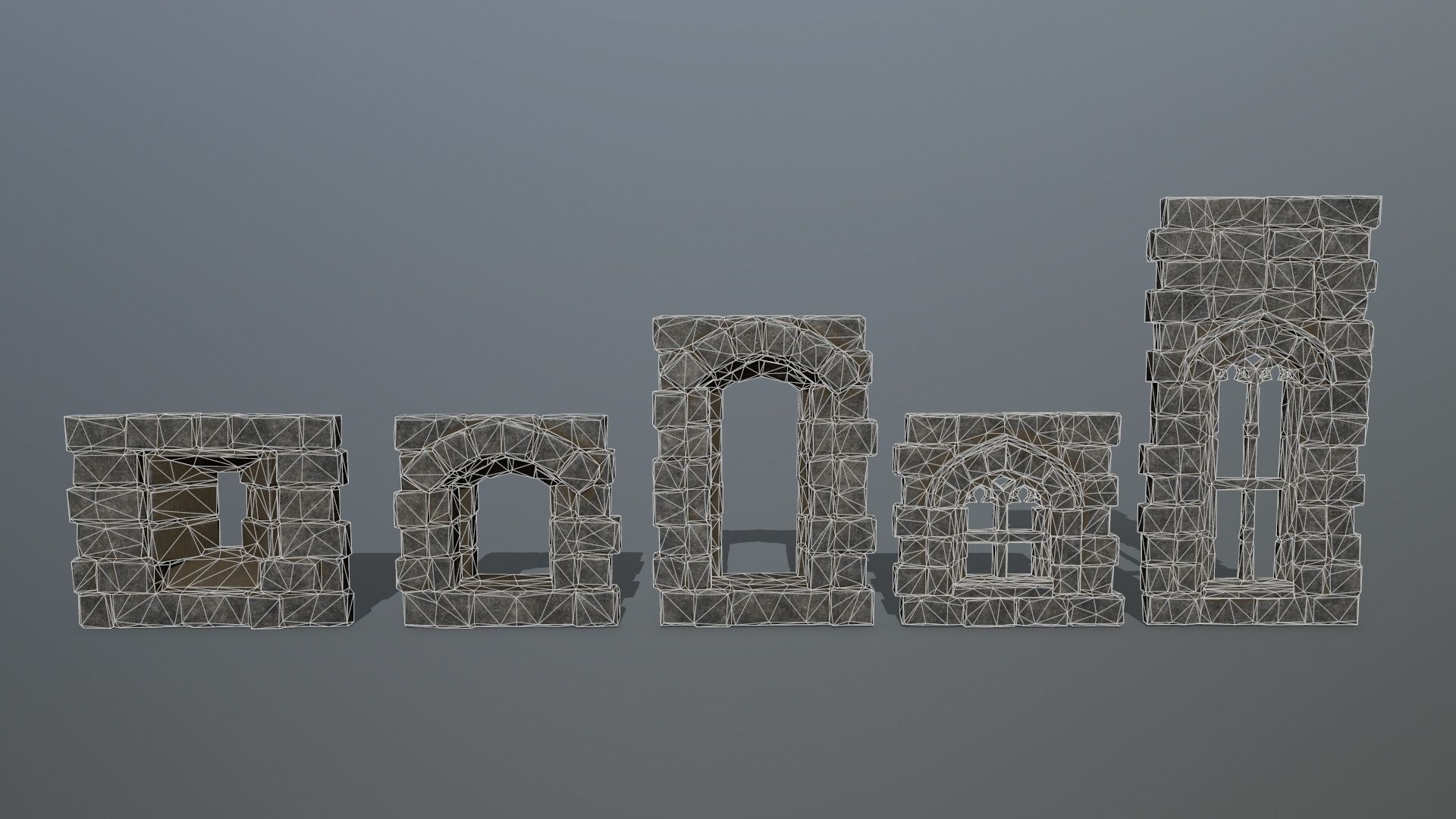 ruin set stone structure Low-poly 3D model_38