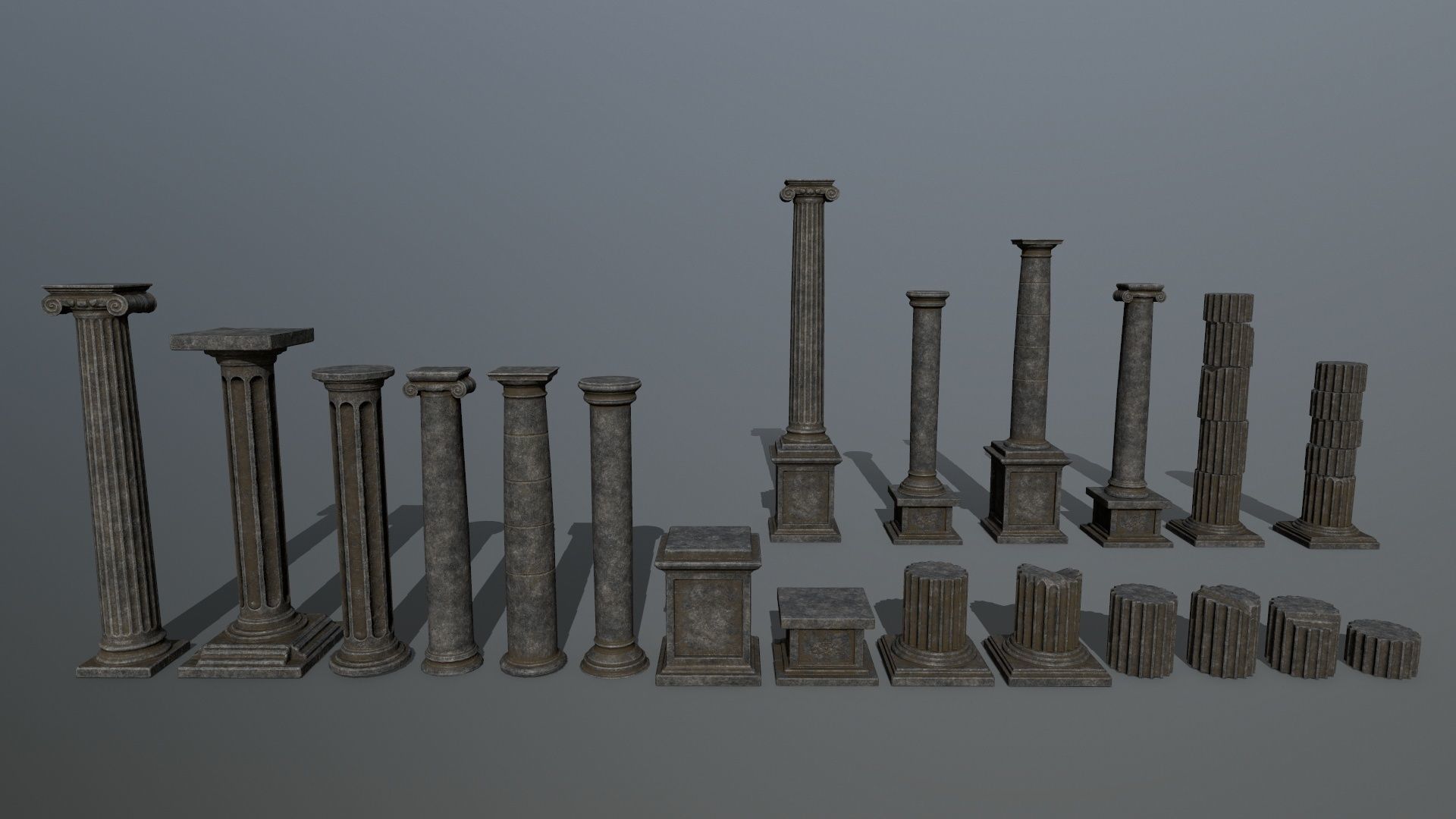 ruin set stone structure Low-poly 3D model_7