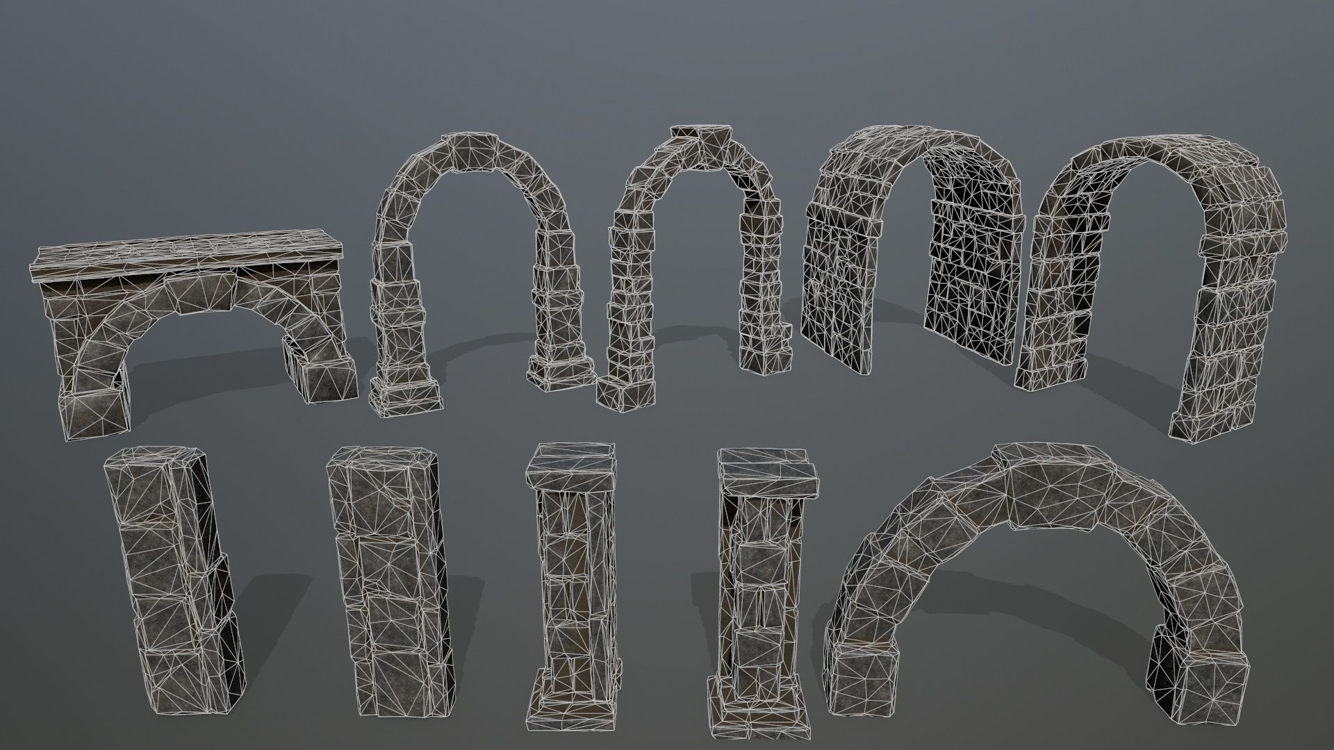 ruin set stone structure Low-poly 3D model_35