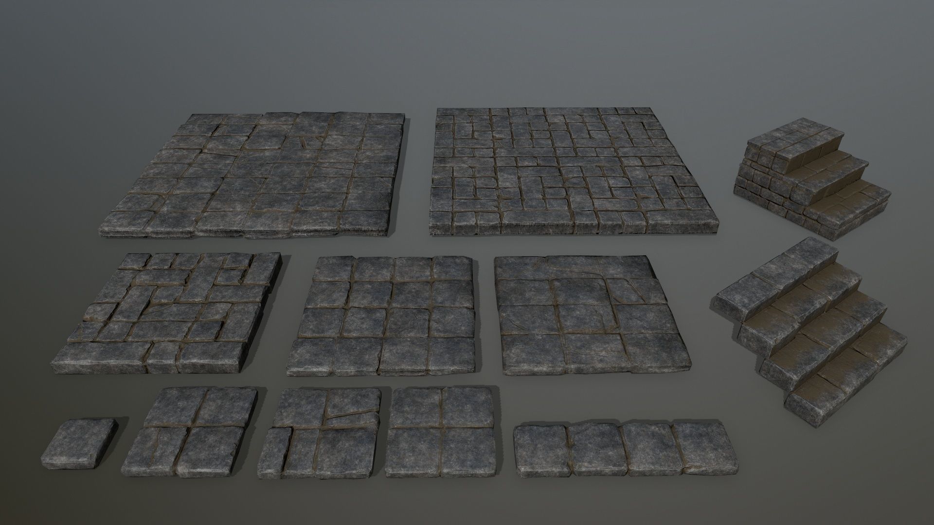 ruin set stone structure Low-poly 3D model_9