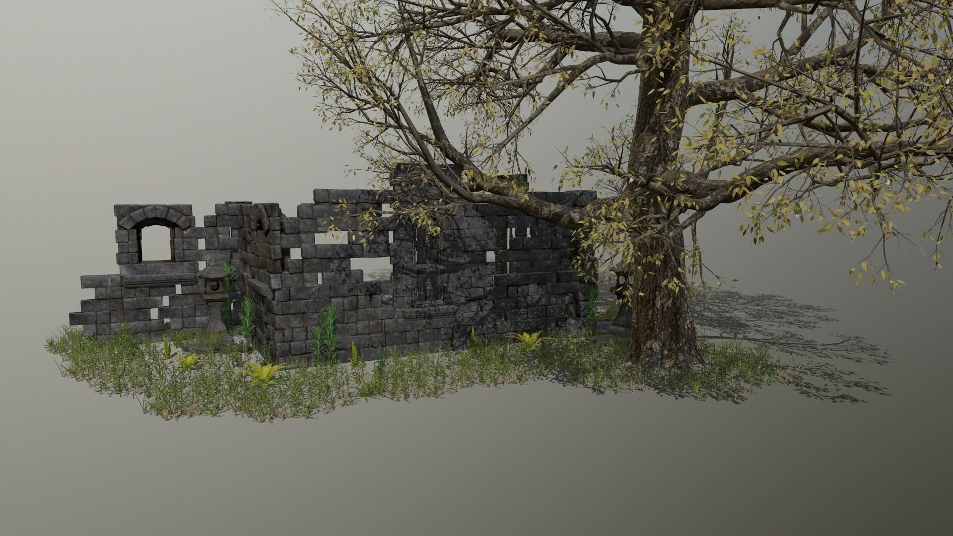 ruin set stone structure Low-poly 3D model_19