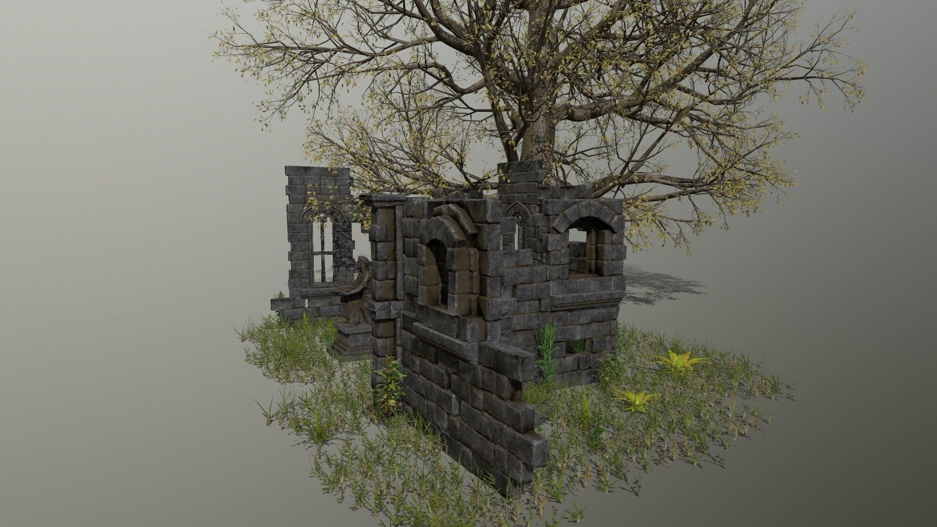ruin set stone structure Low-poly 3D model_17